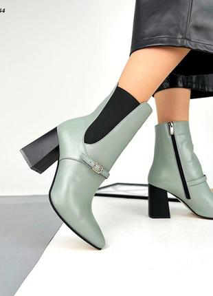 Ботильоны, фисташковый, натуральная кожа, деми