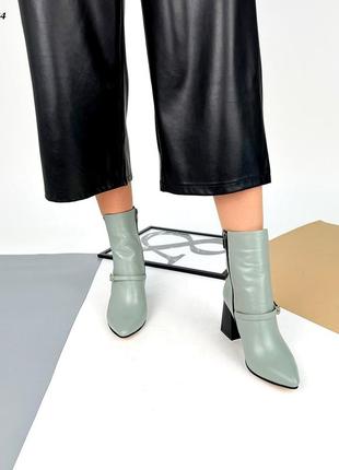Ботильоны, фисташковый, натуральная кожа, деми