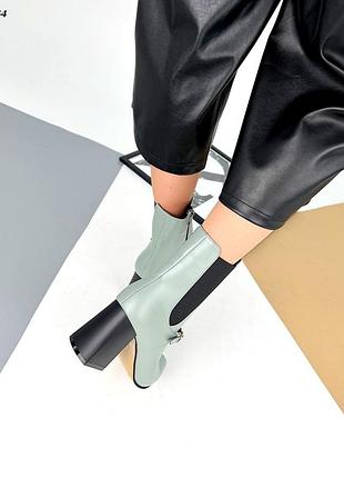 Ботильоны, фисташковый, натуральная кожа, деми