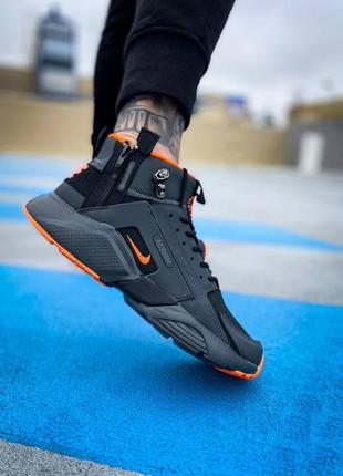 Кросівки чоловічі найк nike huarache winter acronym black orange