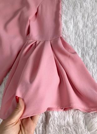 Нежное розовое платье zara с объёмными рукавами4 фото