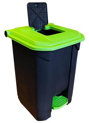 Бак для мусора с педалью planet 50 л черный - зеленый