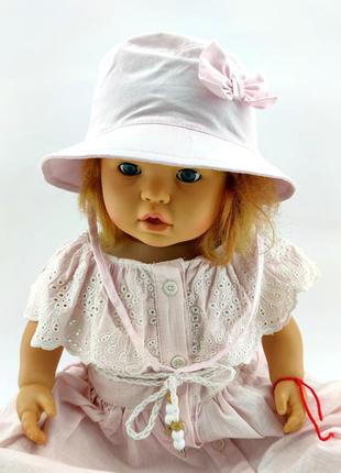 Панама детская 46, 48, 50, 52, 54 размер хлопок для девочки панамка головной убор розовый (пд169)1 фото