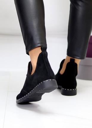 Туфли на шнуровке "indira", чёрные, натуральная замша7 фото