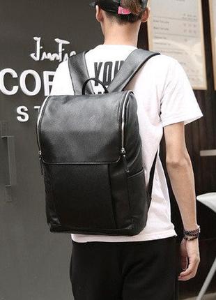 Стильный черный коричневый городской рюкзак ранець мужская сумка для ноутбука2 фото