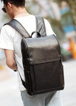 Стильный черный коричневый городской рюкзак ранець мужская сумка для ноутбука3 фото