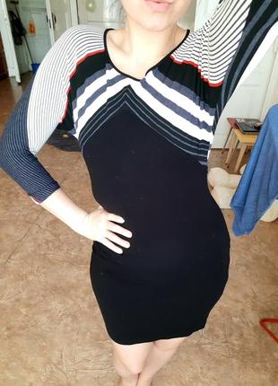 Сукня чорна бавовна котон 3/4 рукав укорочений довгий2 фото