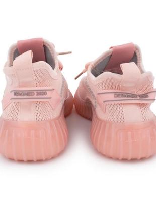 Стильные розовые пудра кроссовки из текстиля сетка летние дышащие изи кеды5 фото