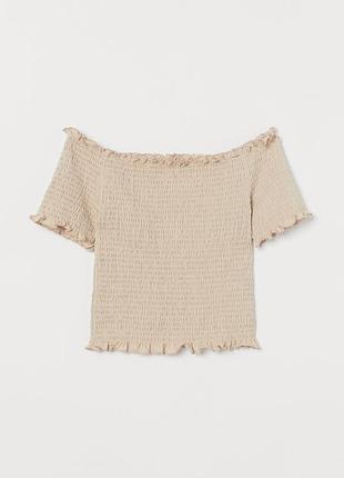 Облягаючий топ з бавовняного трикотажу з вафельної складанням. h&m