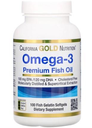 Омега-3, рыбий жир, california gold nutrition 100 капсул