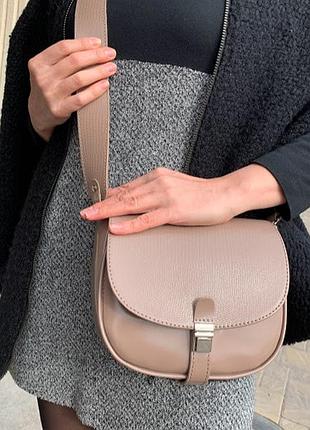 Сумка женская "римини" натуральная кожа, латте глянцевая под рептилию на замке