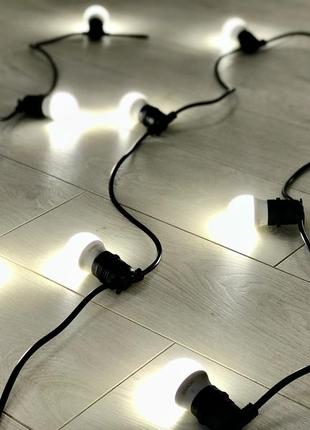 30 метров уличная ретро гирлянда тесла с круглым проводом с 60 led лампами белого свечения