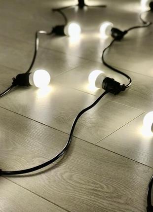 30 метров уличная ретро гирлянда тесла с круглым проводом с 60 led лампами белого свечения