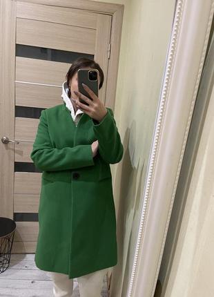 Шикарное пальто кашемировое зелёное яркое7 фото