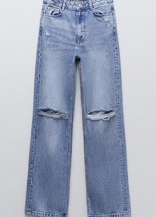 Джинсы с разрезами zara.