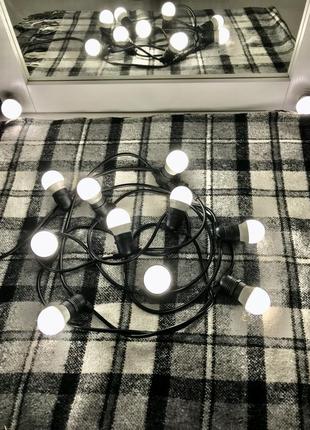 20 метров  уличная ретро гирлянда тесла с круглым проводом с 40 led лампами белого свечения