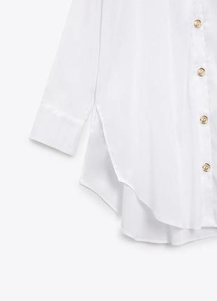 Удлиненная блуза оверсайз с золотистыми пуговицами zara6 фото