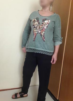 Лонгслив кружево и паетки