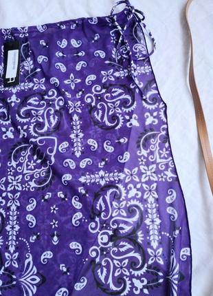 Стильний фіолетовий топ сіточка в платочный орнамент4 фото