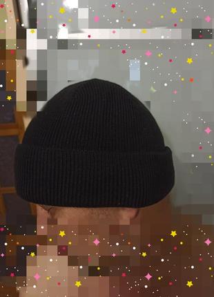 Мужская шапка чоловіча шапочка с отворотом. 
новая.
одинарная, без флиса.
цвет: черный. чорного кольору нова2 фото