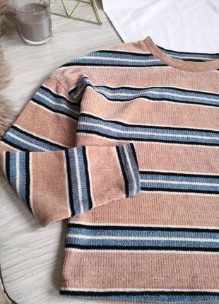 Гарний базовий велюровий светр в смужку.5 фото