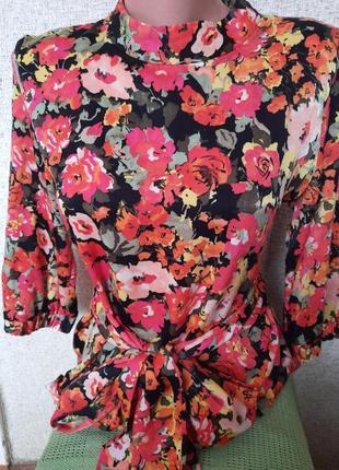 Рубашка блуза батник цветочный принт zara