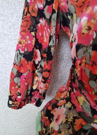Рубашка блуза батник цветочный принт zara6 фото