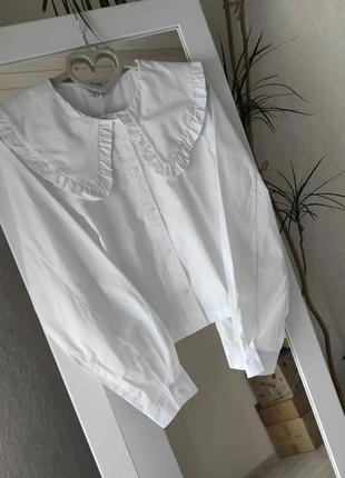Рубашка белая с большим воротником reserved, сорочка біла з комірцем як zara,