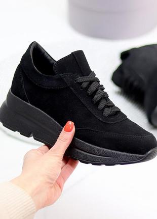 Кроссовки "aaron", черные, натуральная замша