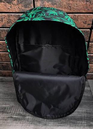 Рюкзак мужской городской повседневный с принтом конопли зеленый. живое фото2 фото