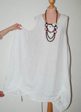 Италия лен батал сарафан платье льняное свободное боченок кокон коконом боченком4 фото