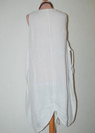 Италия лен батал сарафан платье льняное свободное боченок кокон коконом боченком7 фото