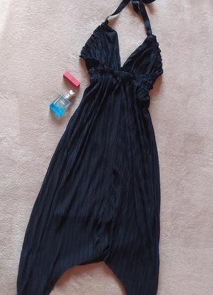Шикарное чёрное плиссированное длинное платье пышная юбка открытая спина2 фото