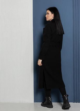 Длинное чёрное пальто2 фото