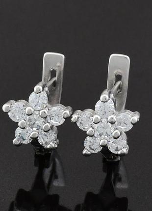 Серьги серебро 925 серьги цветы азалия 2410