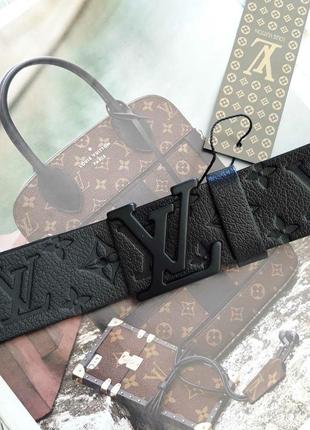 Ремень женский кожаный черный в стиле louis vuitton / ремінь пояс жіночий