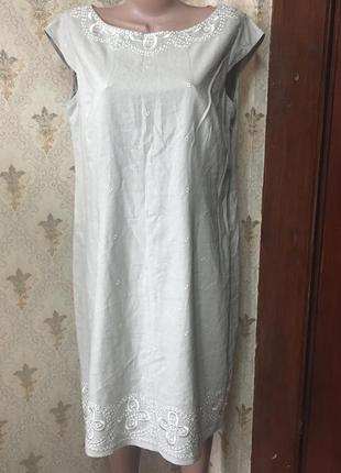 Платье р.16 лен и вискоза  вышитое7 фото