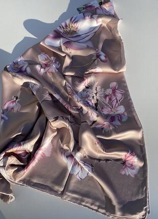 Женский шелковый платок 🌿🌸2 фото