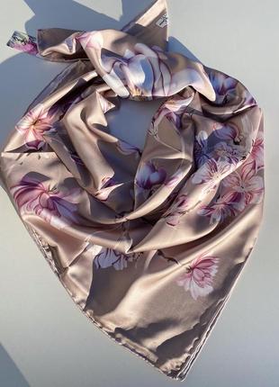 Женский шелковый платок 🌿🌸4 фото