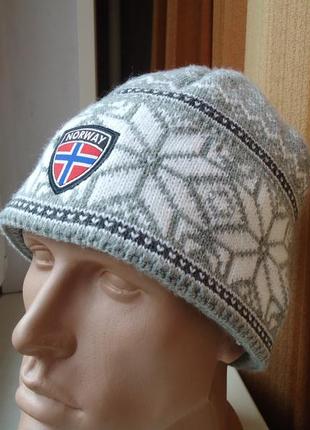 Шапка norway flag knit hat grey1 фото