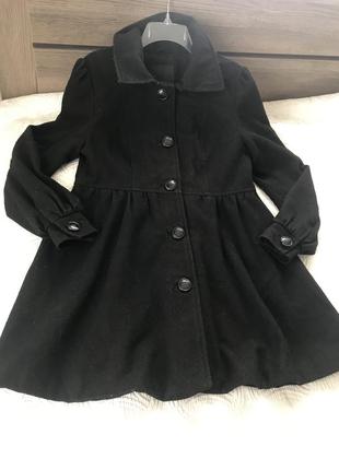 Стильное чёрное пальто amisu на пуговицах трапеция оверсайз