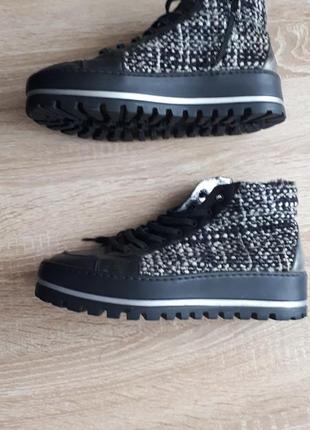 Ботинки натуральная кожа+текстиль, на байке