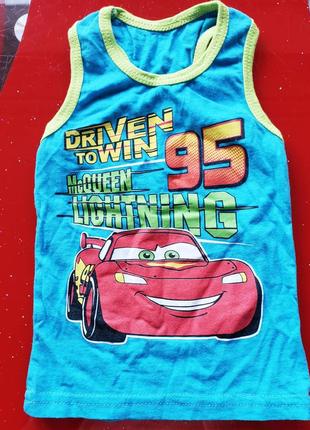 Майка річна борцовка хлопчикові 9-12-18 м 74-80-86см тачки блискавка маквин машинка