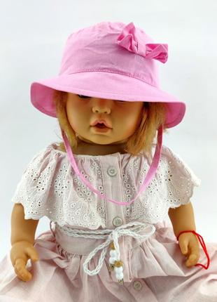 Панама дитяча 46, 48, 50, 52, 54 розмір бавовна для дівчинки панамка головний убір рожевий (пд173)
