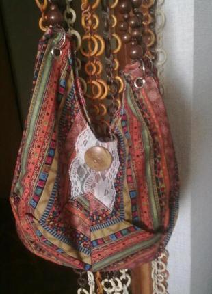 Летняя сумка котомка с пуговицей