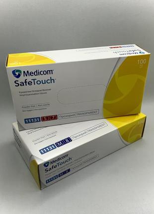 Перчатки виниловые медицинские смотровые без пудрить нестерильные medicom safetouch everstrong (100 шт / уп) s,m2 фото