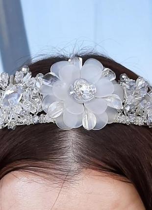 Знижка!!!весільна корона ручної роботи,діадема для нареченої\ корона для волосся весільна4 фото