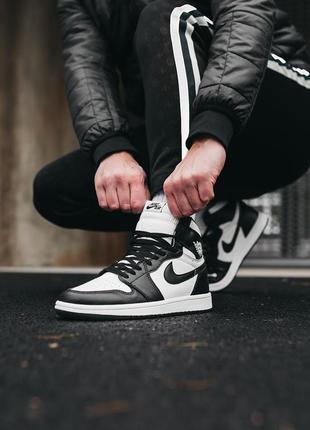 Кроссовки кожаные nike air jordan 1 black white