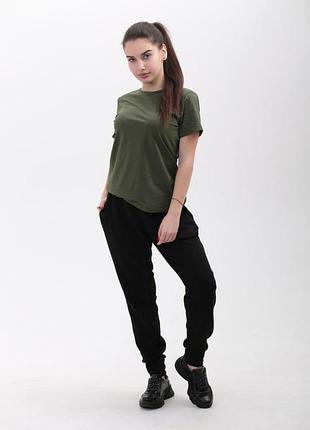 Женская базовая  универсальная футболка xs s m l xl xxl хаки