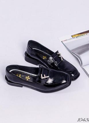 Кожаные лаковые стильные лоферы натуральная кожа туфли6 фото